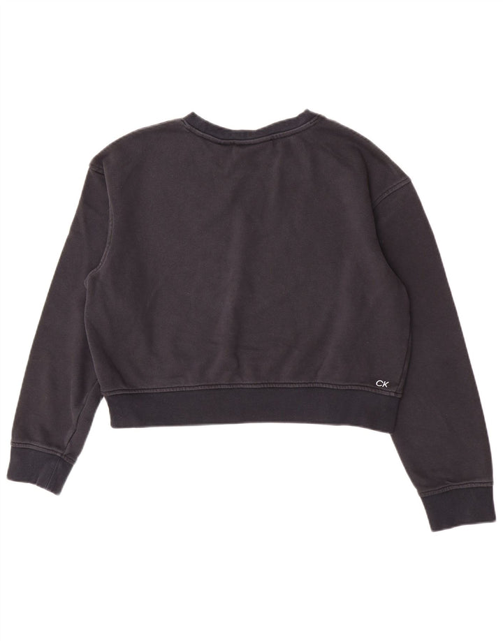 Calvin Klein Sudadera Corta con Gráfico para Mujer UK 14 Medium Azul Marino