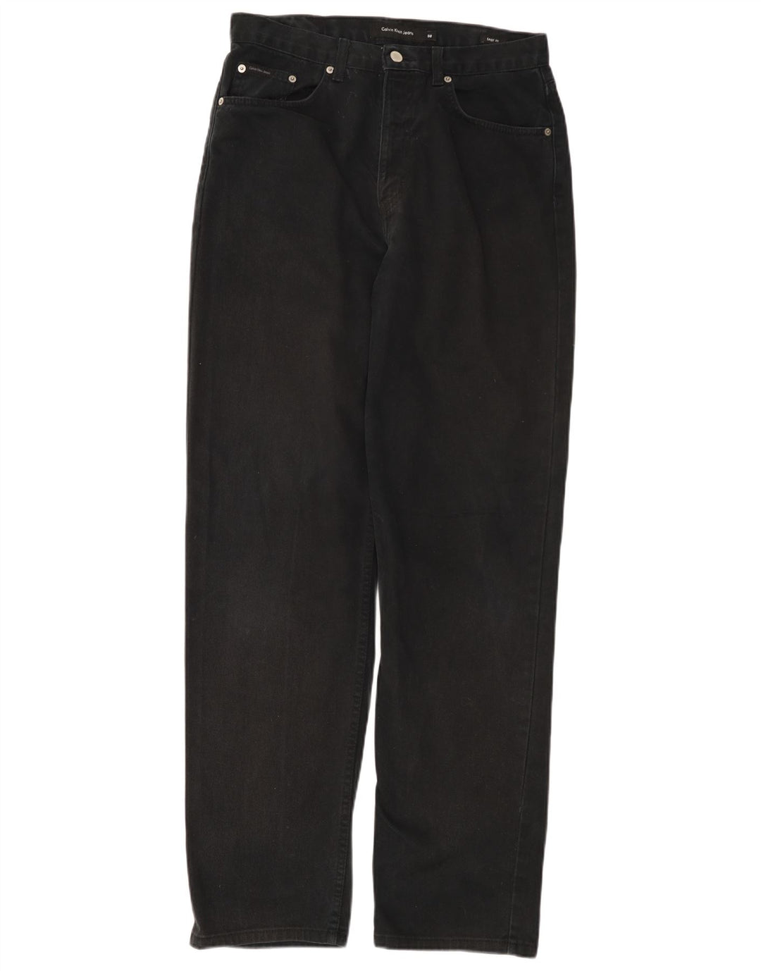 CALVIN KLEIN Vaqueros rectos de ajuste fácil para hombre W32 L32 Algodón negro