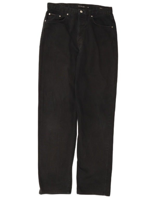 CALVIN KLEIN Vaqueros rectos de ajuste fácil para hombre W32 L32 Algodón negro