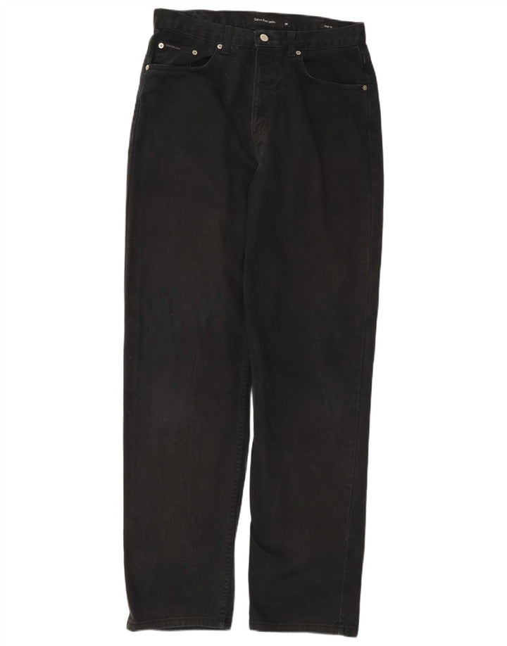 CALVIN KLEIN Vaqueros rectos de ajuste fácil para hombre W32 L32 Algodón negro