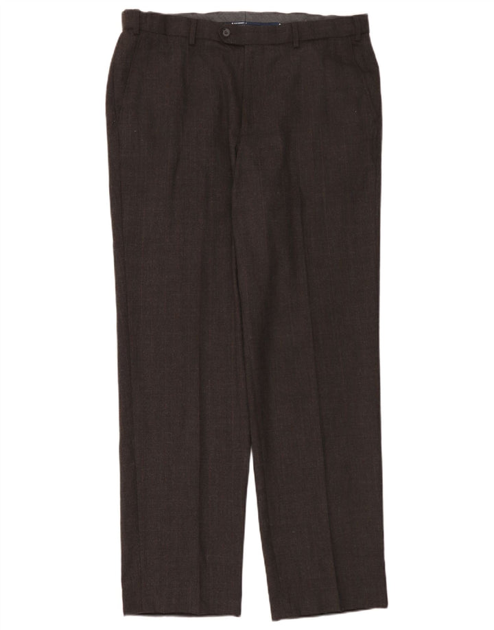 Marks & Spencer Pantalones de traje rectos de corte regular para hombre W36 L33 Lana gris