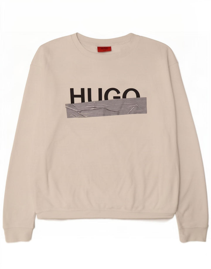 Hugo Boss Hombre Sudadera Gráfica Jumper XL Algodón Blanco