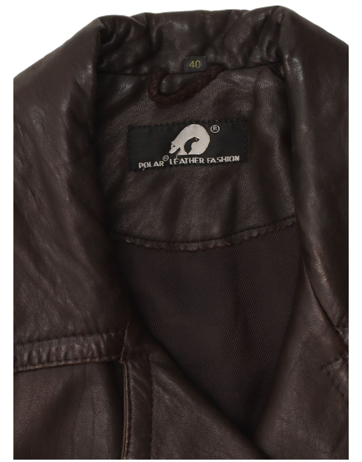 Vintage mujer cuero biker chaqueta EU 40 cuero marrón medio