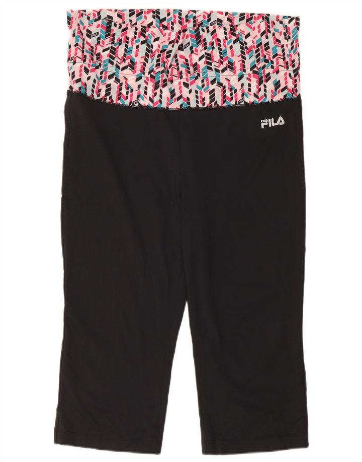 Fila Leggings Capri para mujer UK 46 Poliéster geométrico negro grande
