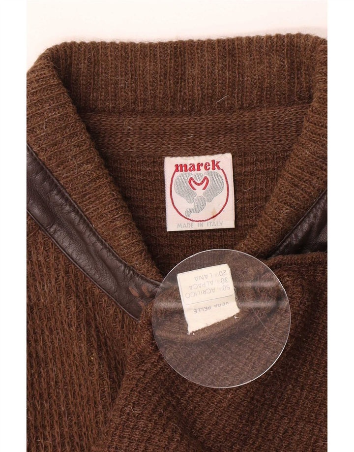 Marek - Cárdigan para hombre, tamaño grande, acrílico marrón