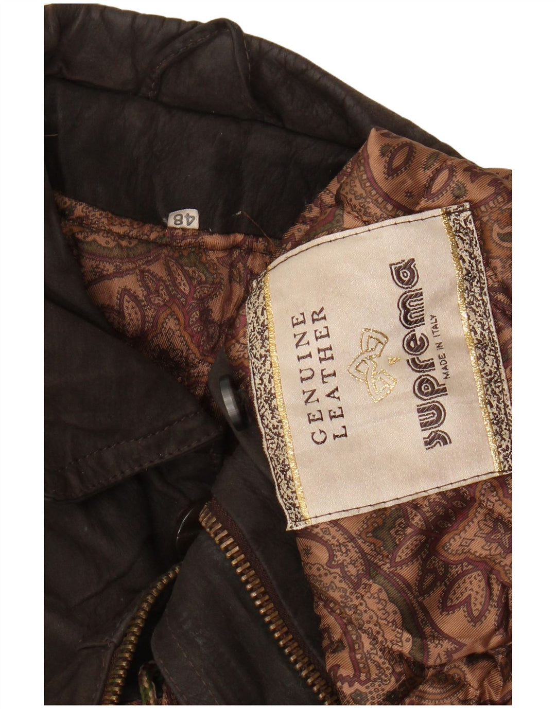 Suprema Chaqueta De Cuero Para Hombre IT 48 Cuero Marrón Medio