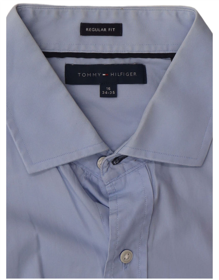 Tommy Hilfiger Camisa de corte regular para hombre Talla 16 Azul grande