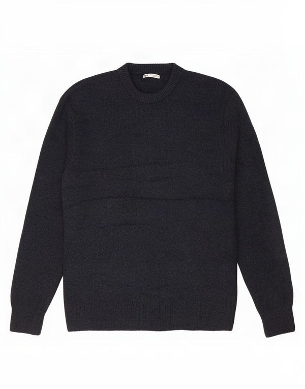 Zara Hombre Jersey De Cuello Redondo Jersey Grande Acrílico Azul Marino