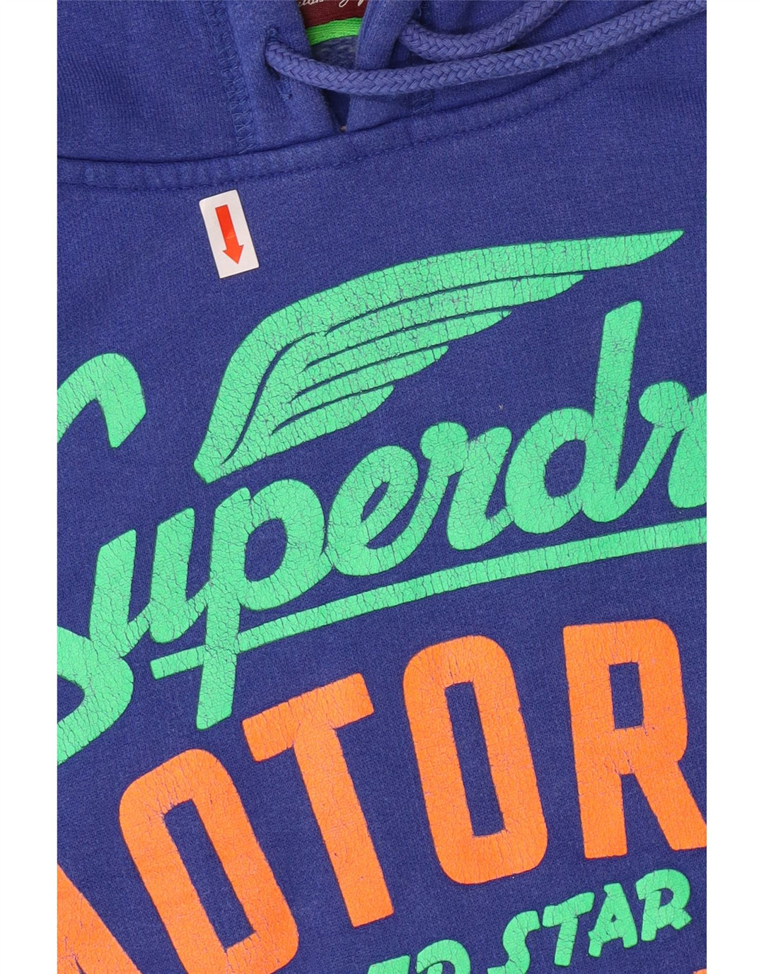 SUPERDRY Jersey con capucha gráfica para mujer UK 10 Small Blue Cotton