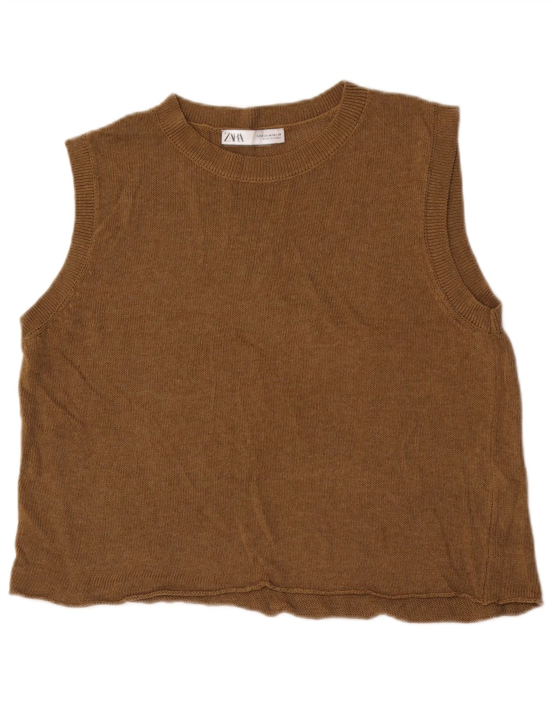 Zara Mujer Crop Vest Top UK 44 Acrílico Marrón Medio