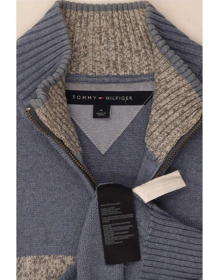 Tommy Hilfiger Hombre Cárdigan Suéter De Algodón Color Block Azul Medio