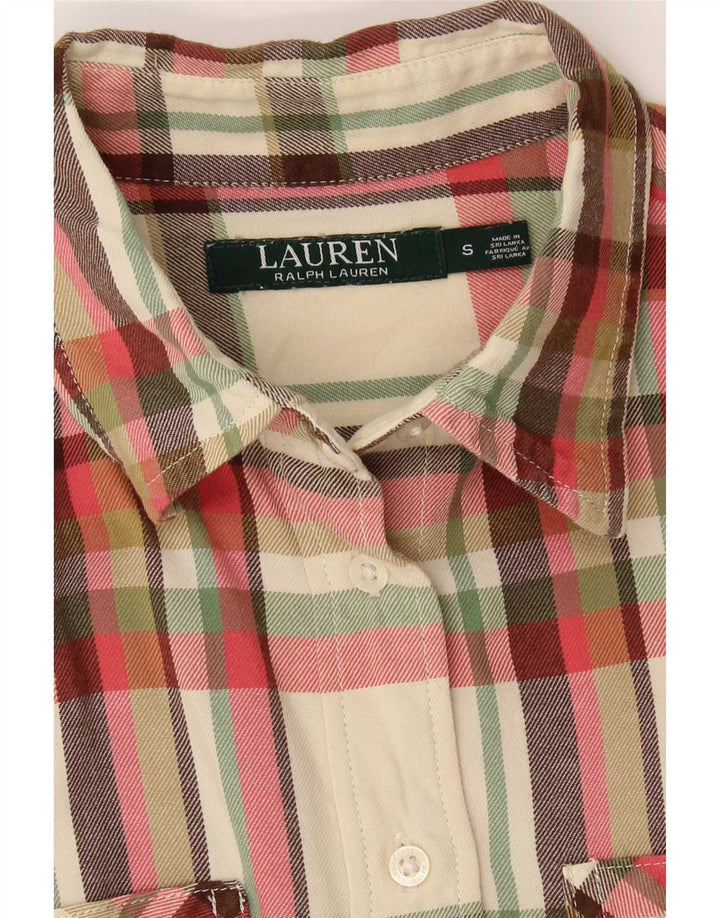 Ralph Lauren Camisa de franela para mujer UK 10 Small Off White Check