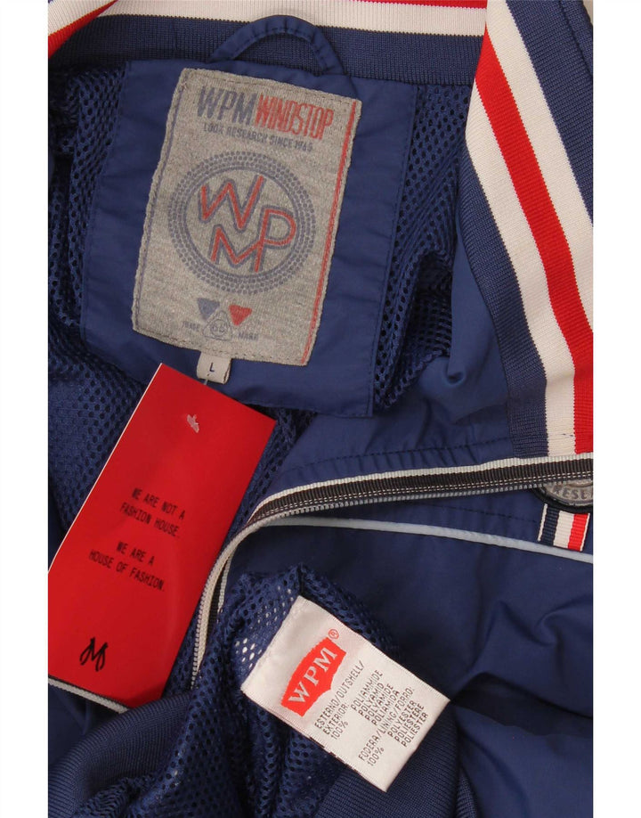 WPM Chubasquero para niños 15-16 años Large Azul Marino Colorblock Poliamida