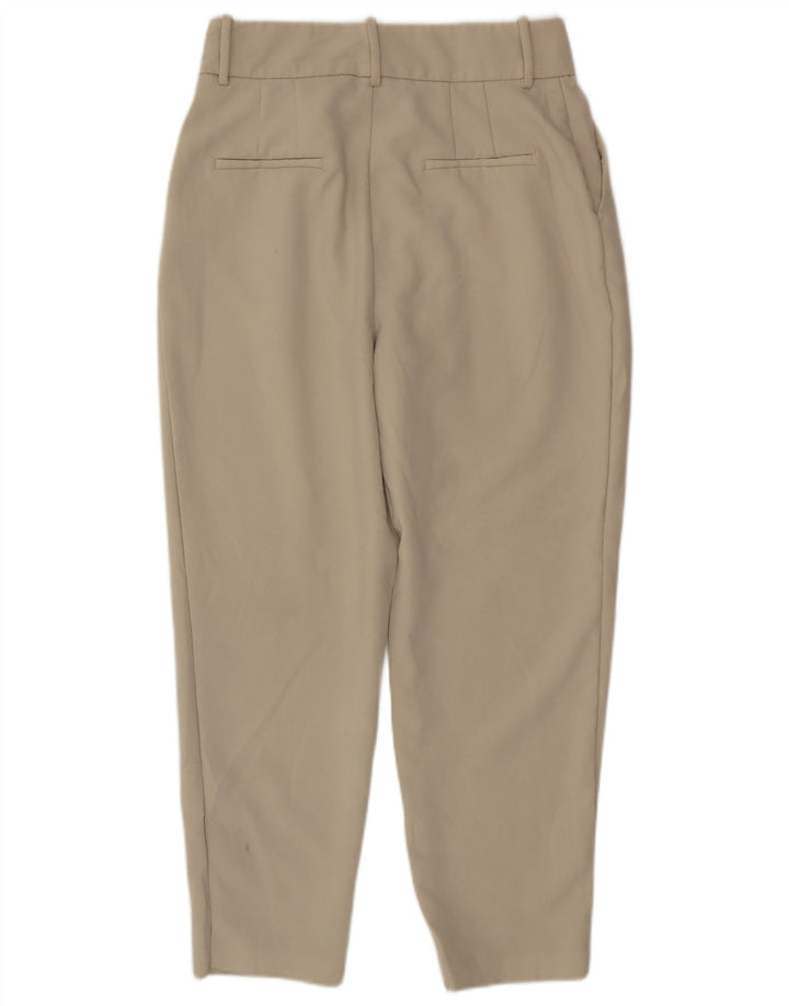 Zara Mujer Pantalón De Traje Cónico Grande W30 L26 Poliéster Beige