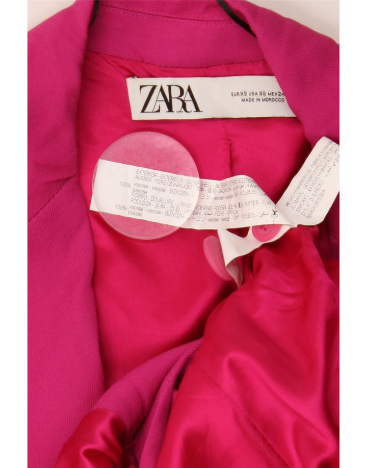 ZARA Chaqueta tipo blazer con doble botonadura y corte holgado para mujer UK 6 XS Viscosa rosa