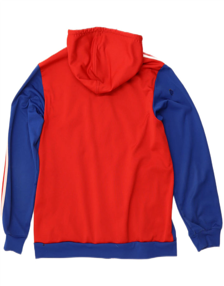 ADIDAS Suéter con capucha y cremallera gráfica para hombre Poliéster con bloques de color azul grande