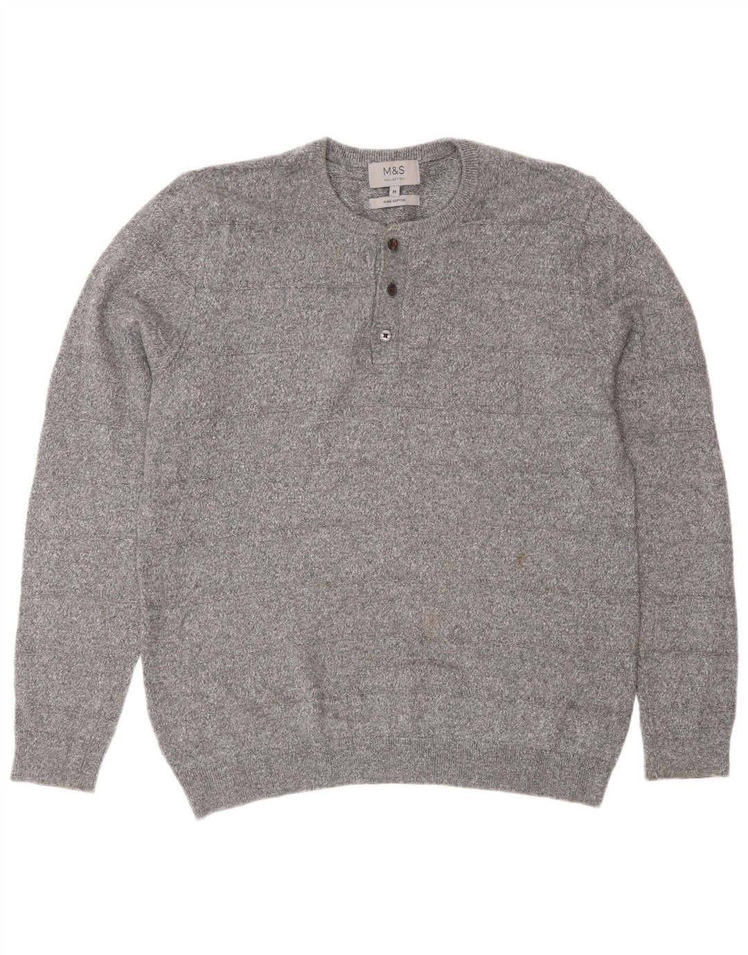 Marks & Spencer Jersey de cuello redondo para hombre de algodón gris medio