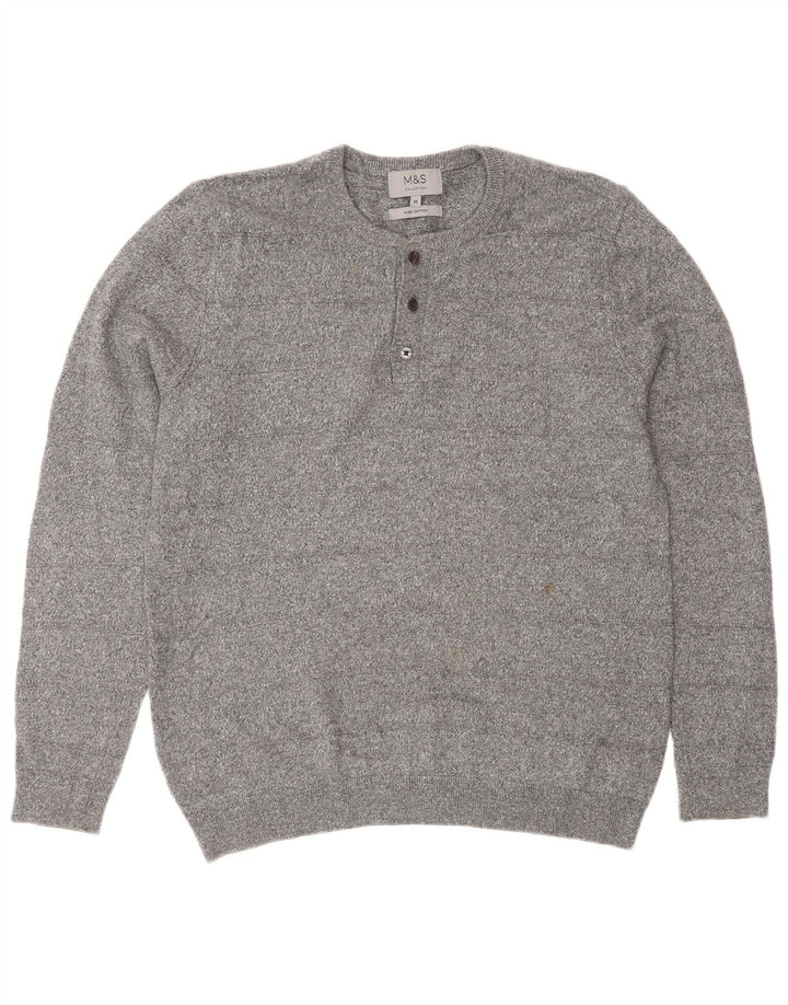 Marks & Spencer Jersey de cuello redondo para hombre de algodón gris medio