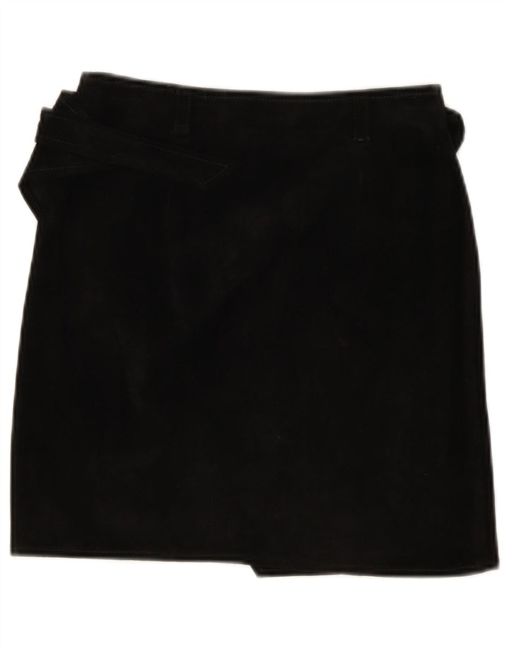 Luna Falda cruzada de gamuza para mujer IT 40 Small W26 Cuero negro