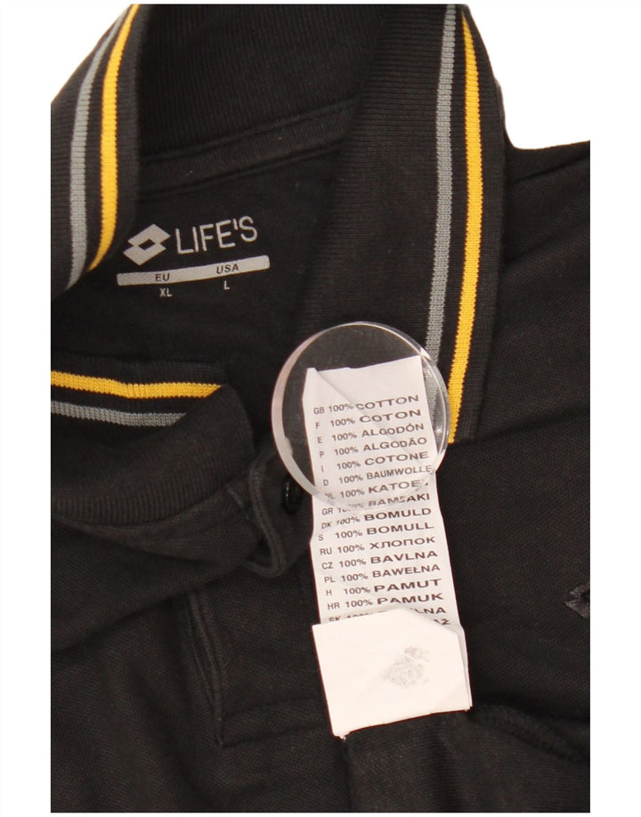 Lotto Polo de manga larga para hombre, talla grande, color negro