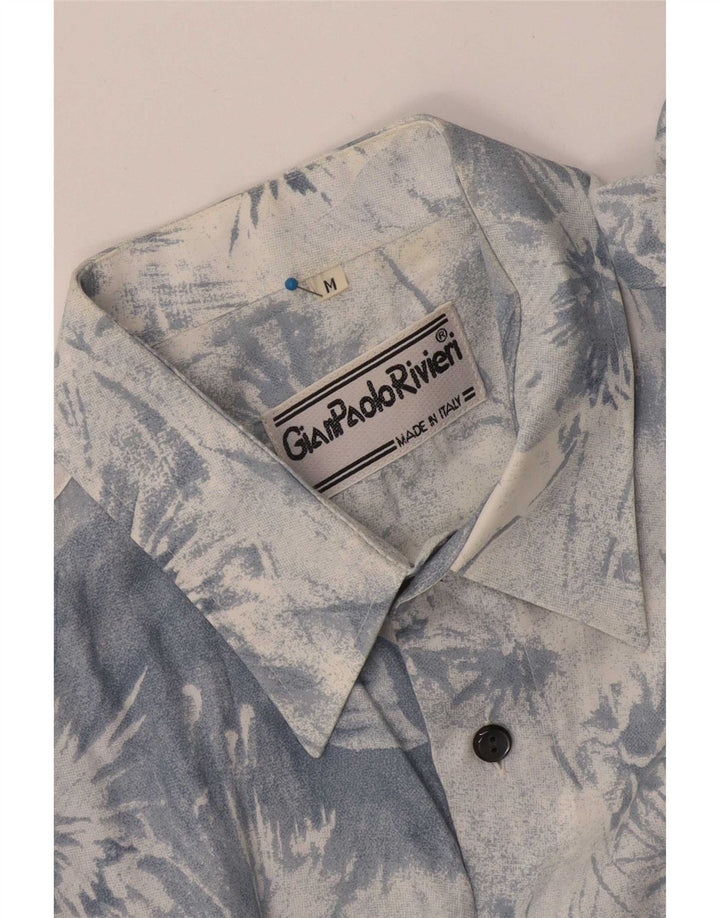 Camisa vintage de manga corta para hombre con efecto tie-dye azul medio