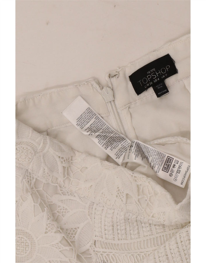 Topshop Minifalda para mujer UK 8 Small W28 Poliéster floral blanco