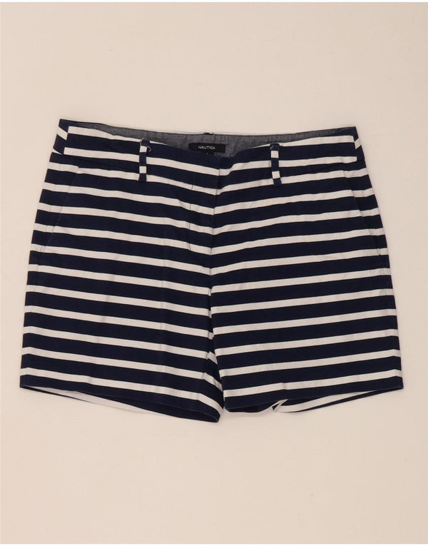 Nautica Womens Chino Shorts US 4 Small W30 Navy Blue Striped Cotton