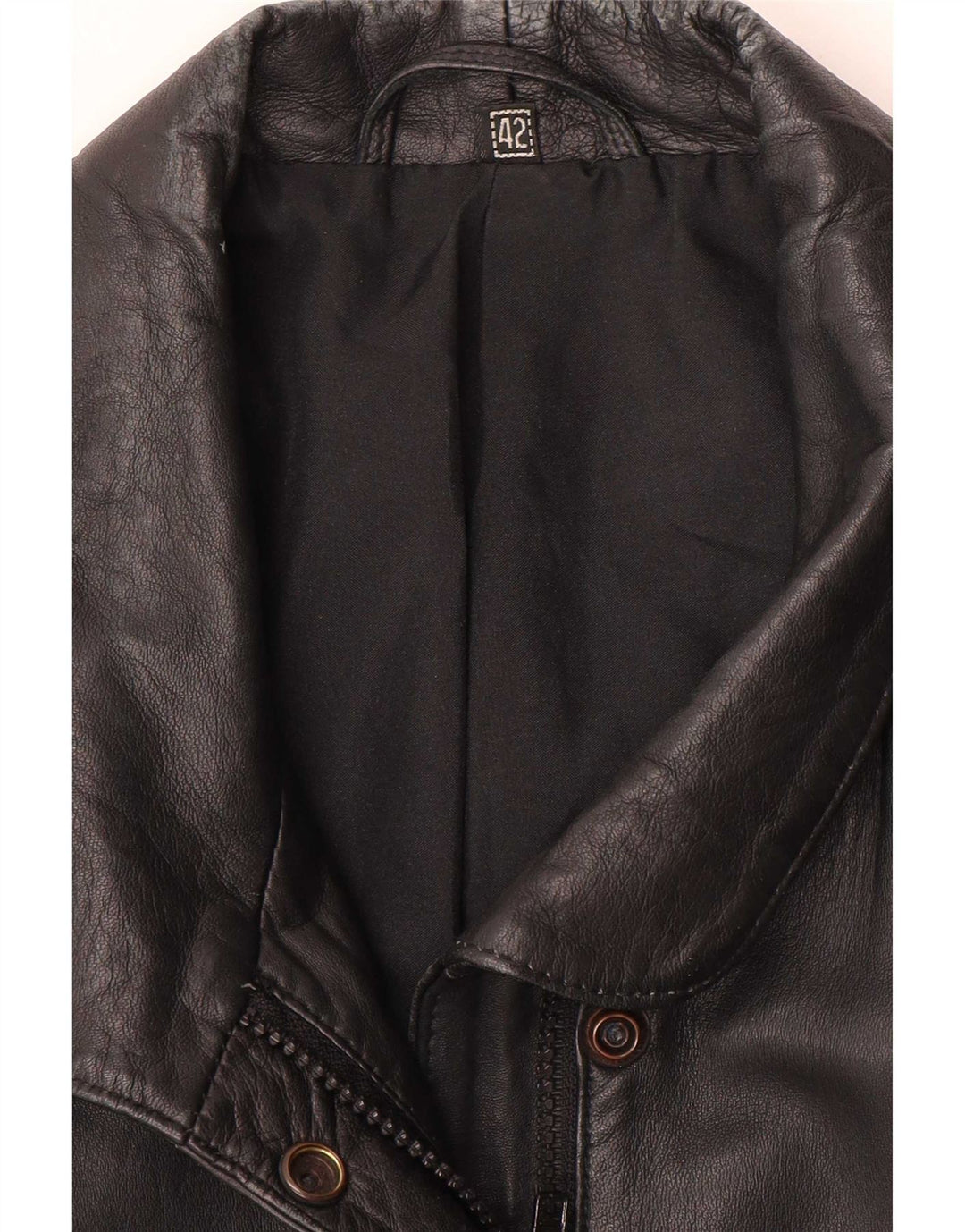Vintage mujer chaqueta de cuero de gran tamaño IT 42 Medio Negro Geométrico
