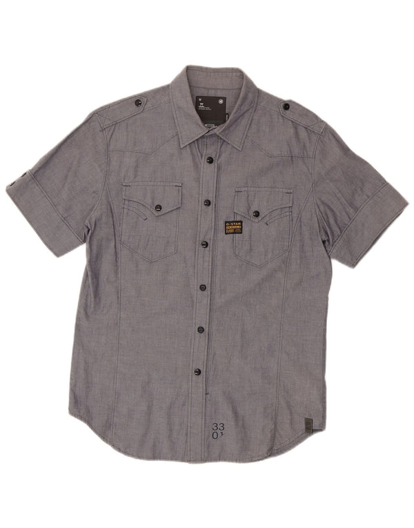 G-Star Hombre Camisa militar de manga corta de algodón gris medio