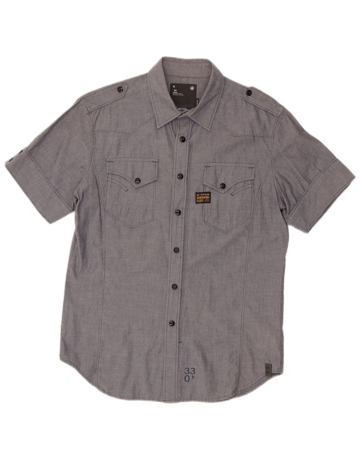 G-Star Hombre Camisa militar de manga corta de algodón gris medio