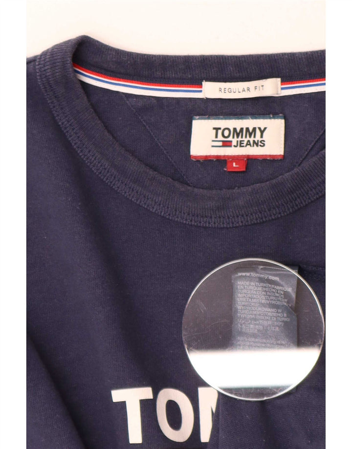 Tommy Hilfiger Top gráfico de ajuste regular para hombre de manga larga grande azul marino
