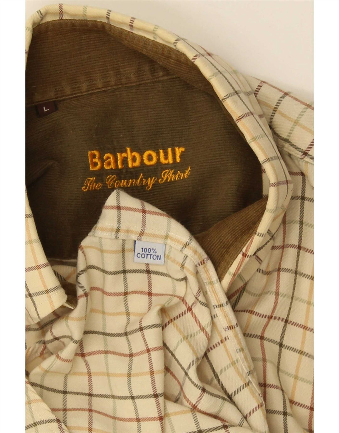 Barbour Hombre Camisa De Franela De Algodón A Cuadros Beige Grande