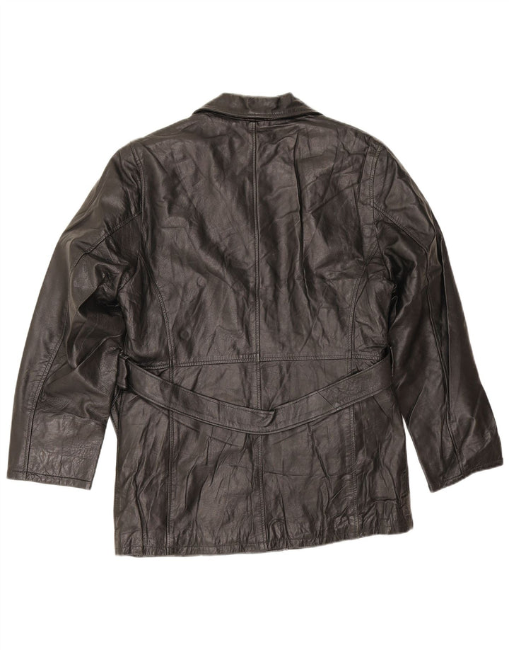 Vintage mujer chaqueta de cuero Reino Unido 14 cuero negro medio