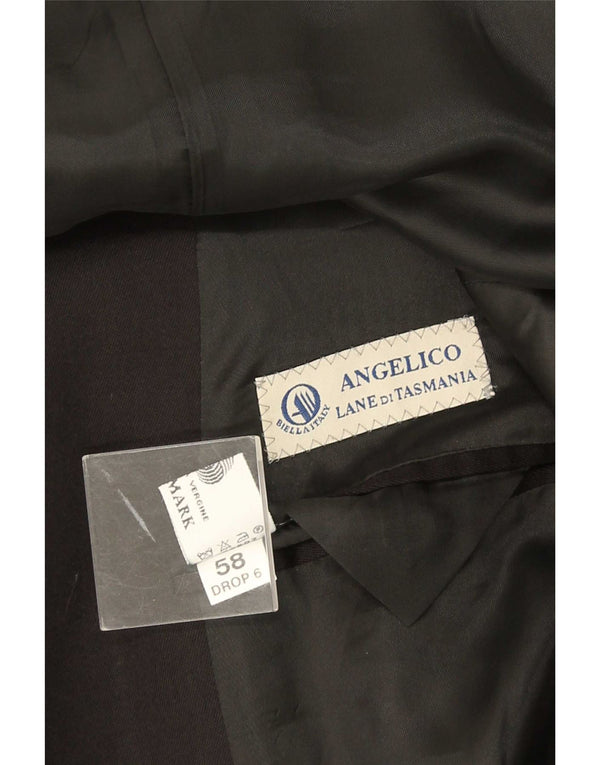 Angelico Chaqueta tipo blazer con doble botonadura para hombre IT 58 4XL Lana negra