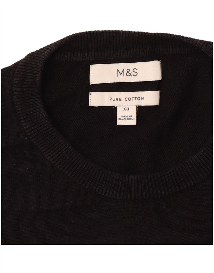 Marks & Spencer - Jersey de cuello redondo para hombre, talla 3XL, algodón negro
