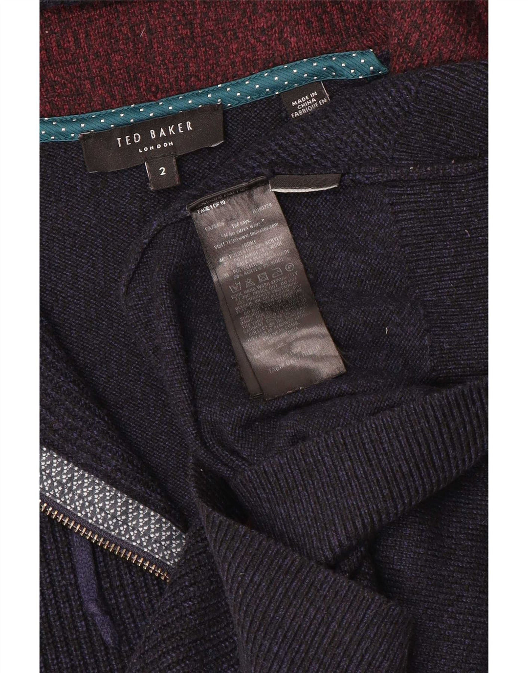 Ted Baker - Cárdigan con capucha y cremallera completa para hombre, talla 2, talla pequeña, azul marino