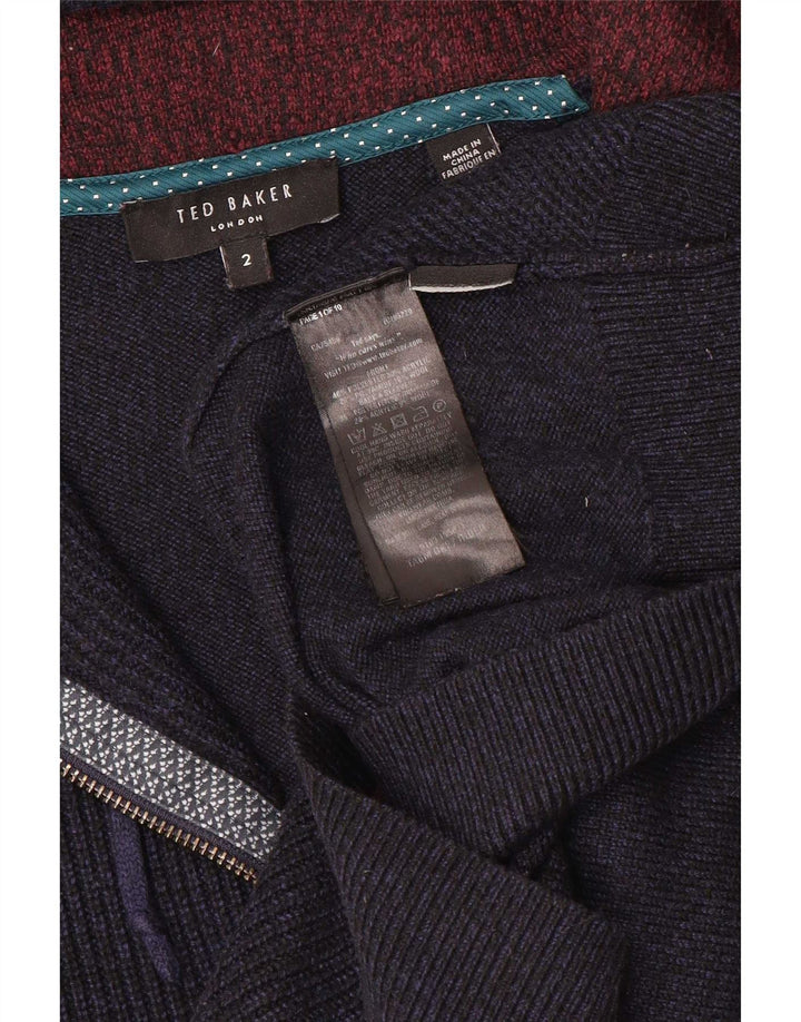 Ted Baker - Cárdigan con capucha y cremallera completa para hombre, talla 2, talla pequeña, azul marino