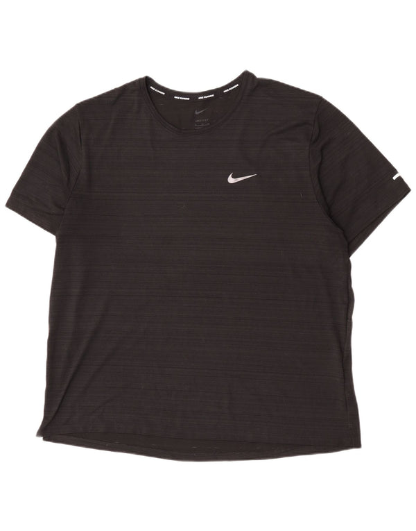 Nike Dri Fit Camiseta para Mujer UK 40 XL Poliéster a Rayas Negras