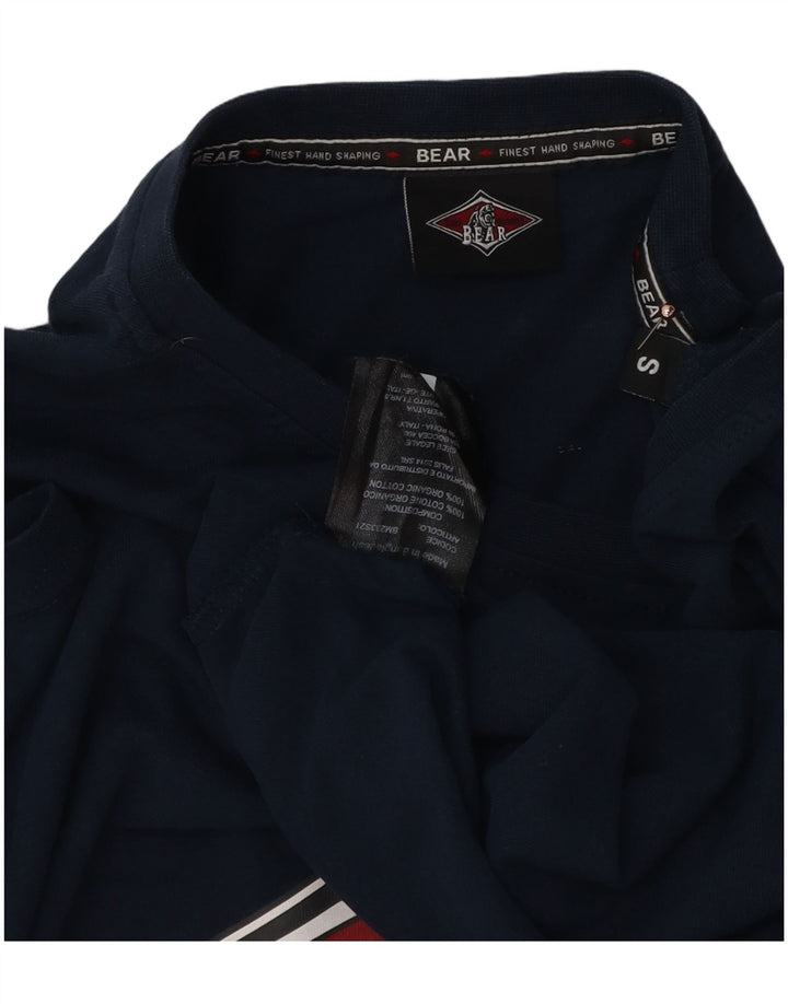 Bear - Camiseta estampada para hombre, talla pequeña, algodón azul marino