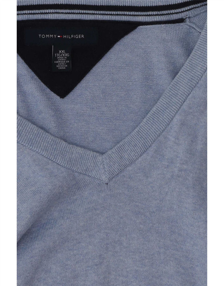 Tommy Hilfiger Suéter con cuello en V para hombre 2XL Azul
