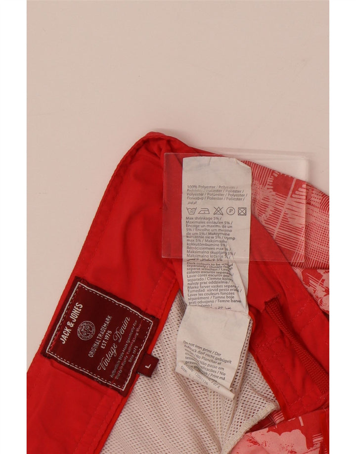 Jack & Jones Hombre Bañador Corto Grande Rojo Floral Poliéster