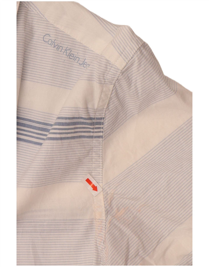 CALVIN KLEIN JEANS Camisa Manga Corta Hombre Algodón Rayas Azul Medio