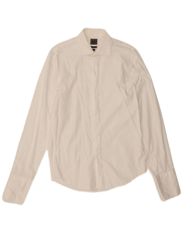 Calvin Klein Camisa formal ajustada para hombre talla 38 15 Raya diplomática blanca mediana