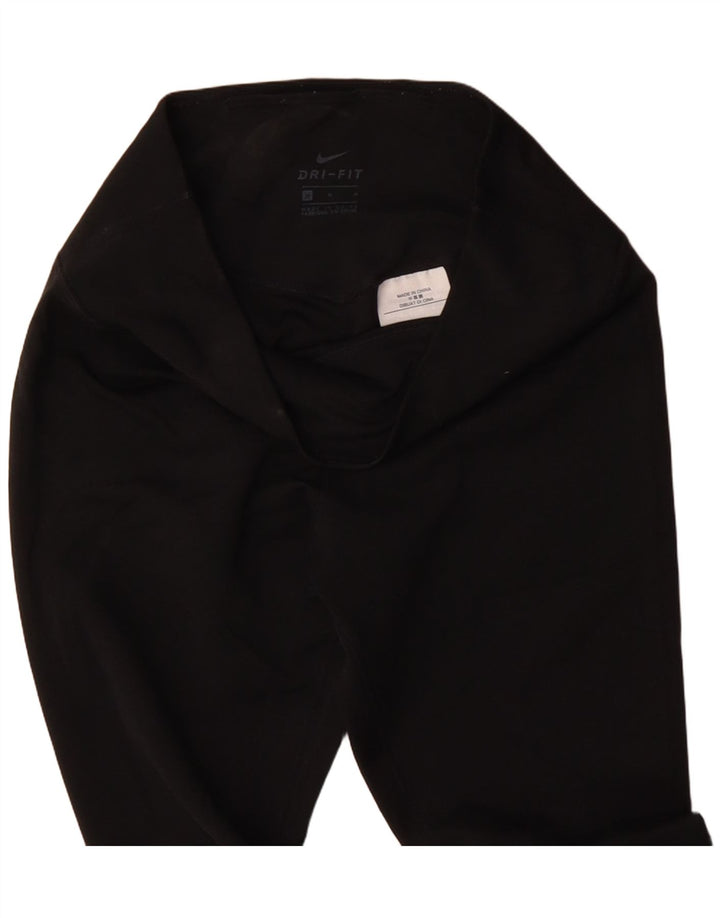 NIKE Leggings capri gráficos Dri Fit para mujer UK 12 Mediano Negro Poliéster