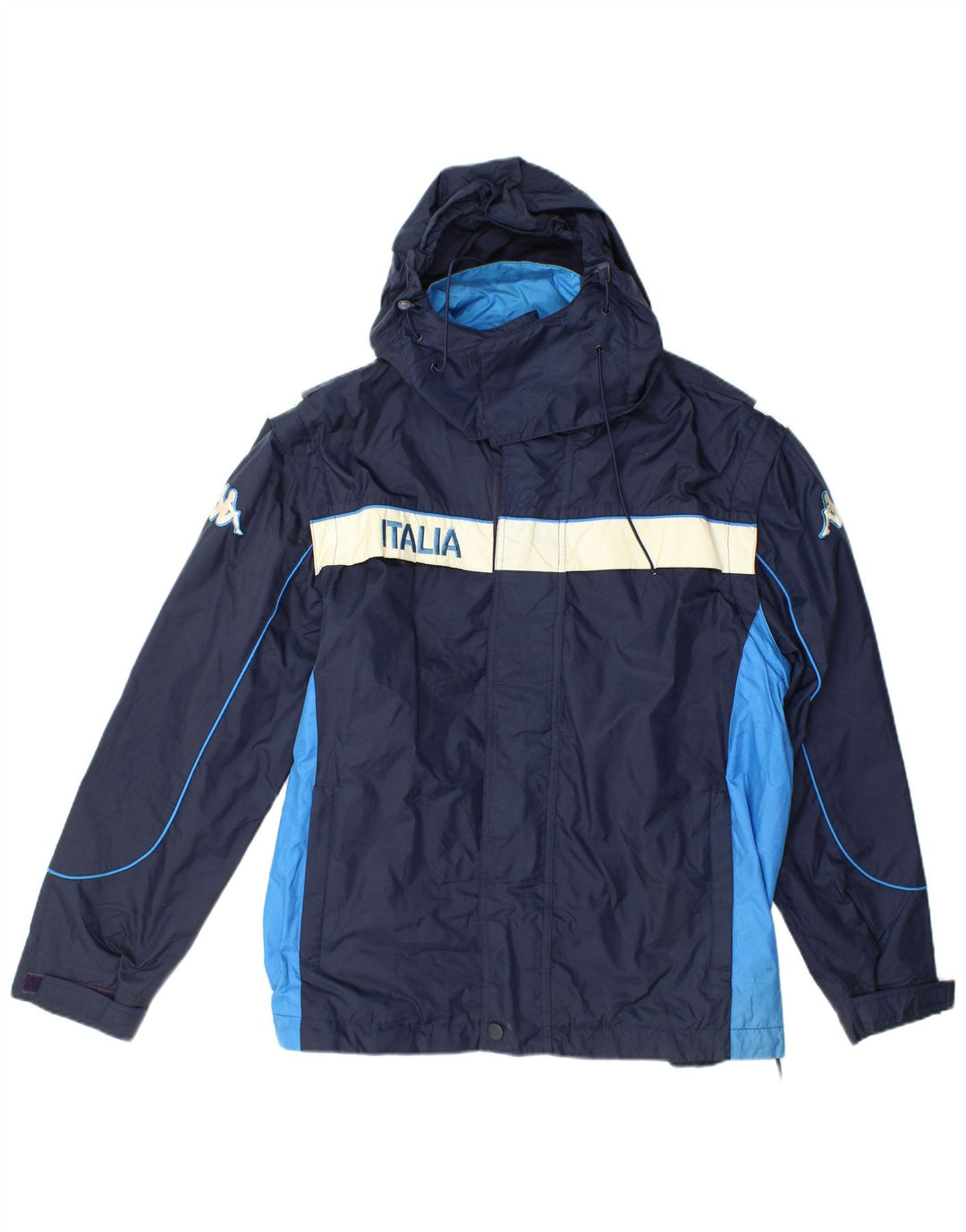 Kappa Chaqueta cortavientos gráfica para hombre UK 40 Large Azul marino Colorblock