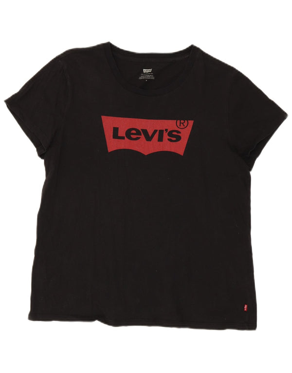 Levi's Camiseta con gráfico extragrande para mujer UK 44 Algodón negro mediano