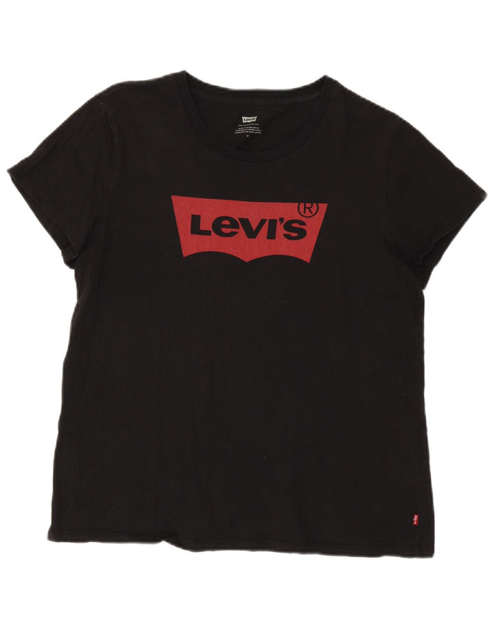 Levi's Camiseta con gráfico extragrande para mujer UK 44 Algodón negro mediano