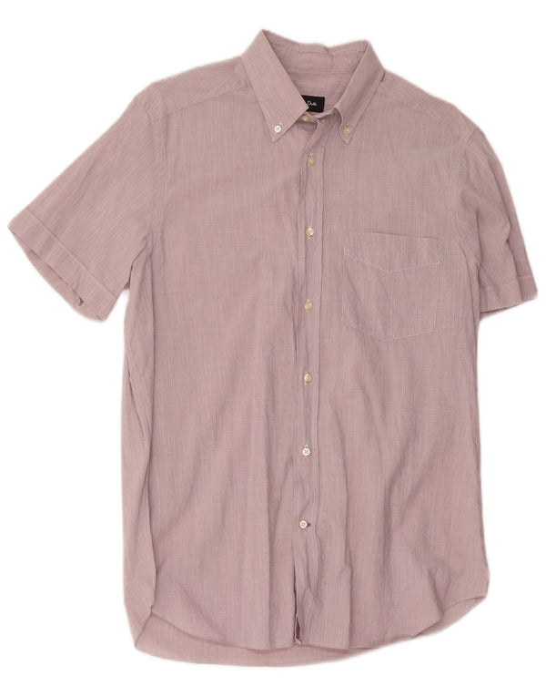 Camisa Massimo Dutti Hombre Manga Corta Algodón Rayas Rosa Medio