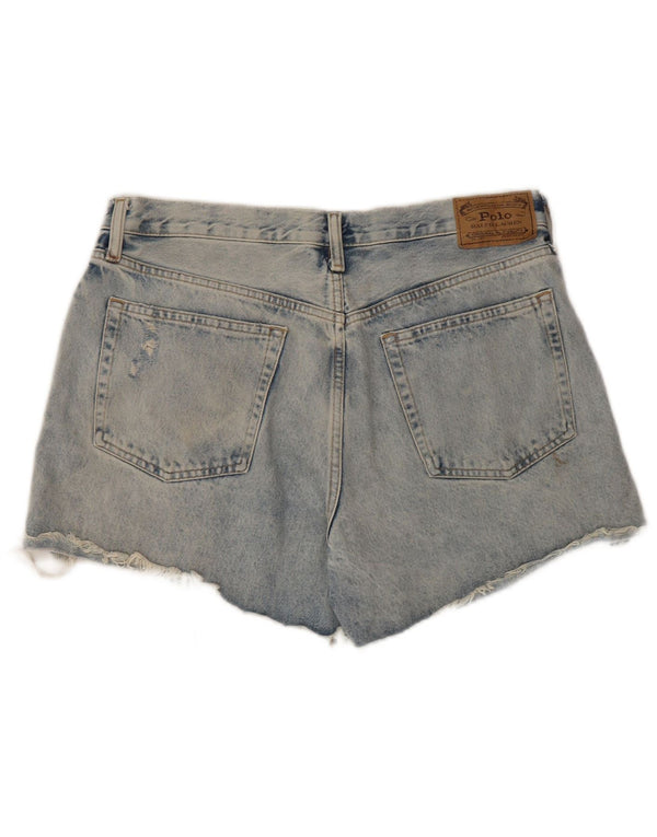 Polo Ralph Lauren Pantalones cortos de mezclilla de cintura alta para mujer W29 Algodón azul medio