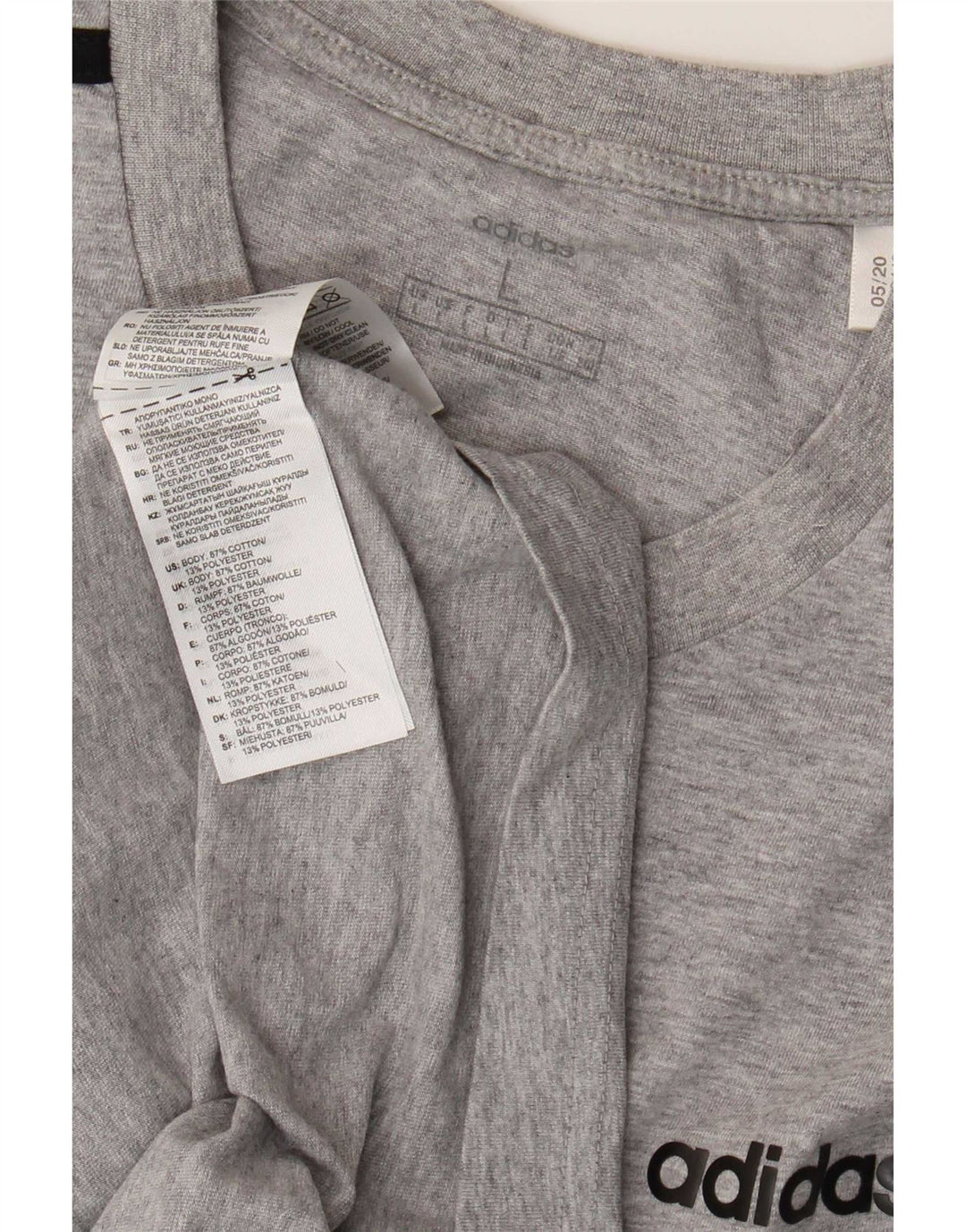 Adidas - Camiseta para hombre, talla grande, algodón moteado gris